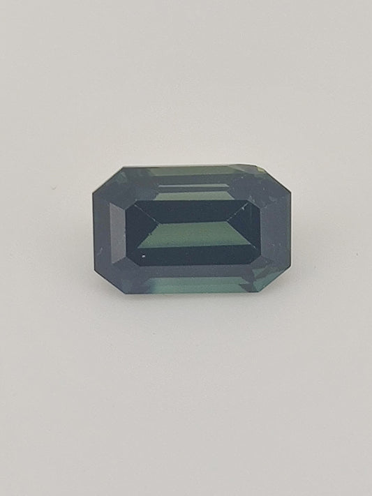 Unheated Natural Green Blue Sapphire Rectangular Cut 2.13 Carats, Sri Lanka