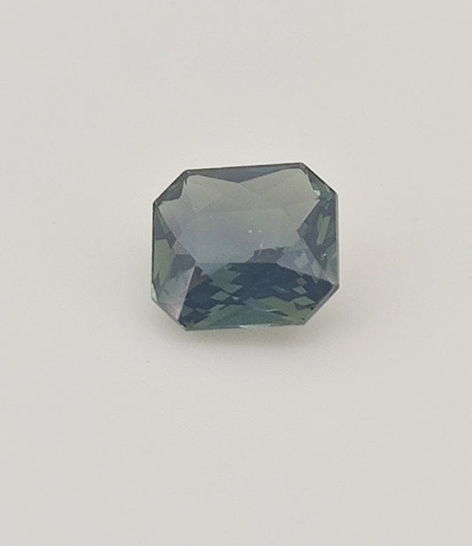 Unheated Natural Bluish Green Sapphire Rectangular Cut 2.10 Carats, Sri Lanka