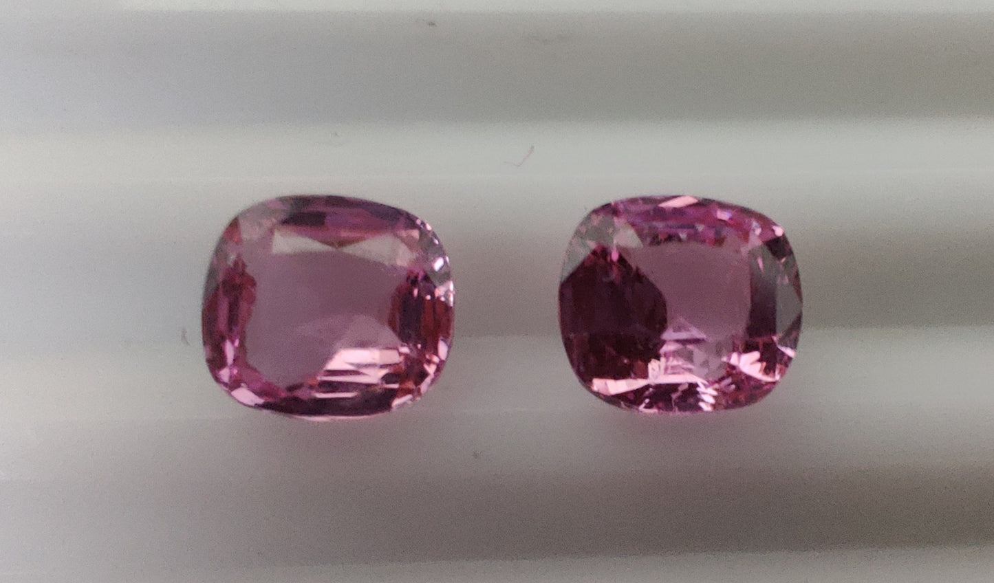 Heated Natural Pink Sapphire Pair Cushion Cut 2.07 Carats, Sri Lanka