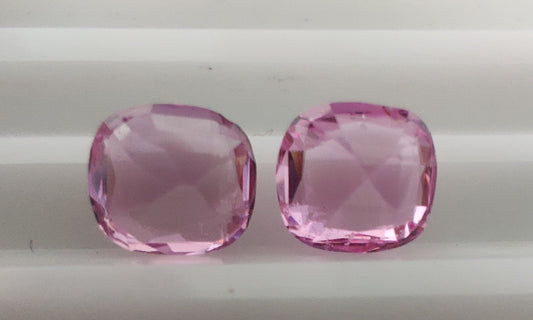 Heated Natural Pink Sapphire Pair Cushion Cut 2.07 Carats, Sri Lanka