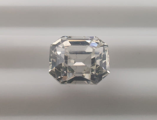 Unheated Natural White Sapphire Octagon Cut 2.14 Carats, Sri Lanka