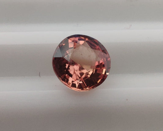 Heated Natural Orange Pink Padparadscha Circle Cut 0.71 Carats, Sri Lanka